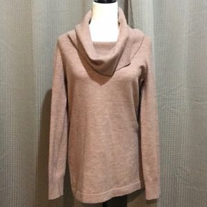 Rose Colored French Connection Ribbed Cowl Turtleneck